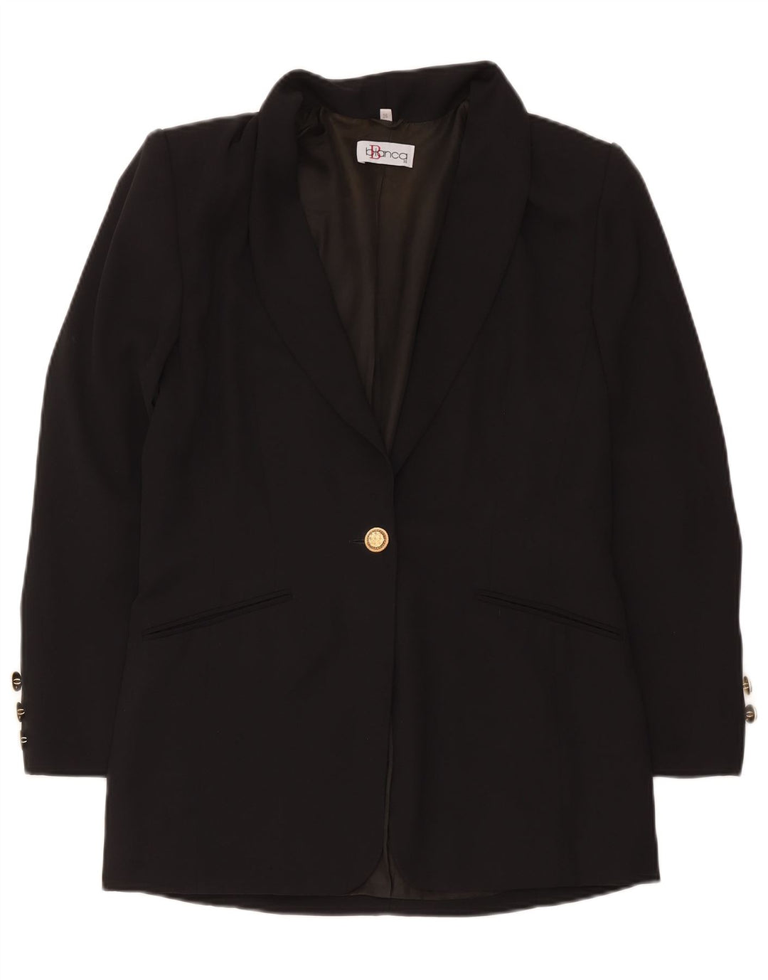 Giacca blazer a 1 bottone lunga da donna Bianca EU 36 piccola poliestere nero