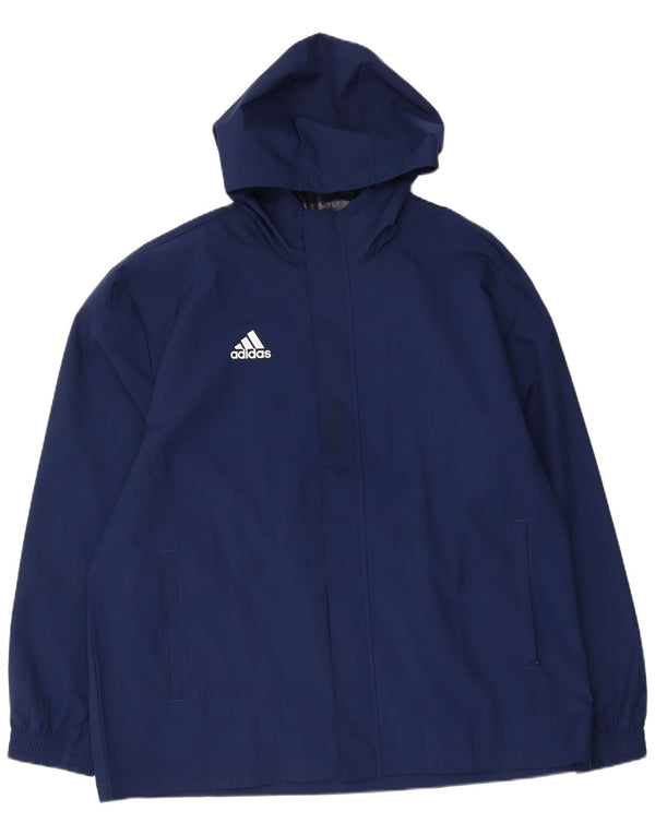 Giacca antipioggia con cappuccio da uomo Adidas UK 42 XL poliestere blu navy