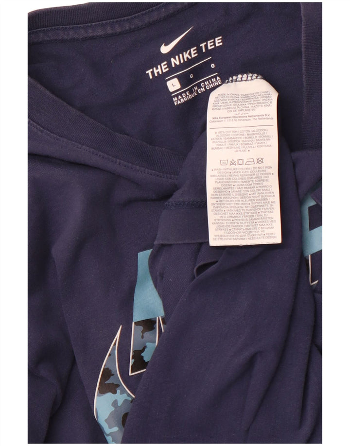 T-shirt grafica da uomo NIKE Top Large in cotone blu navy