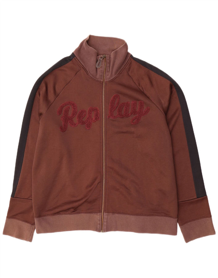 Giacca da tuta grafica da uomo Replay 2XL Poliestere color block marrone