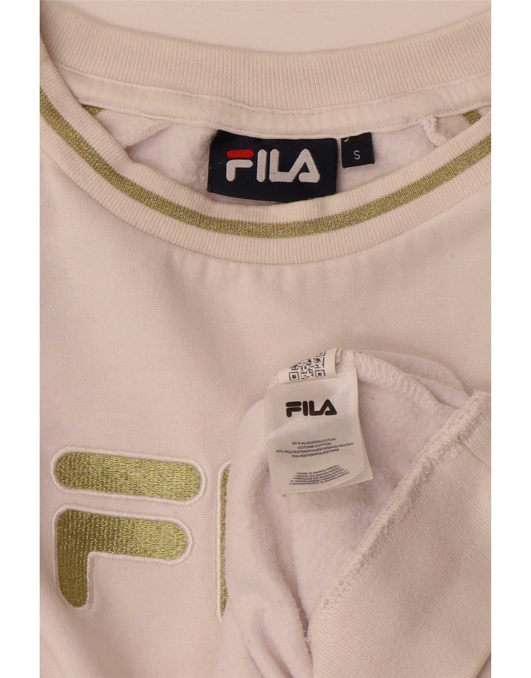 Felpa oversize con grafica da donna Fila, maglione UK 10, piccola, cotone bianco