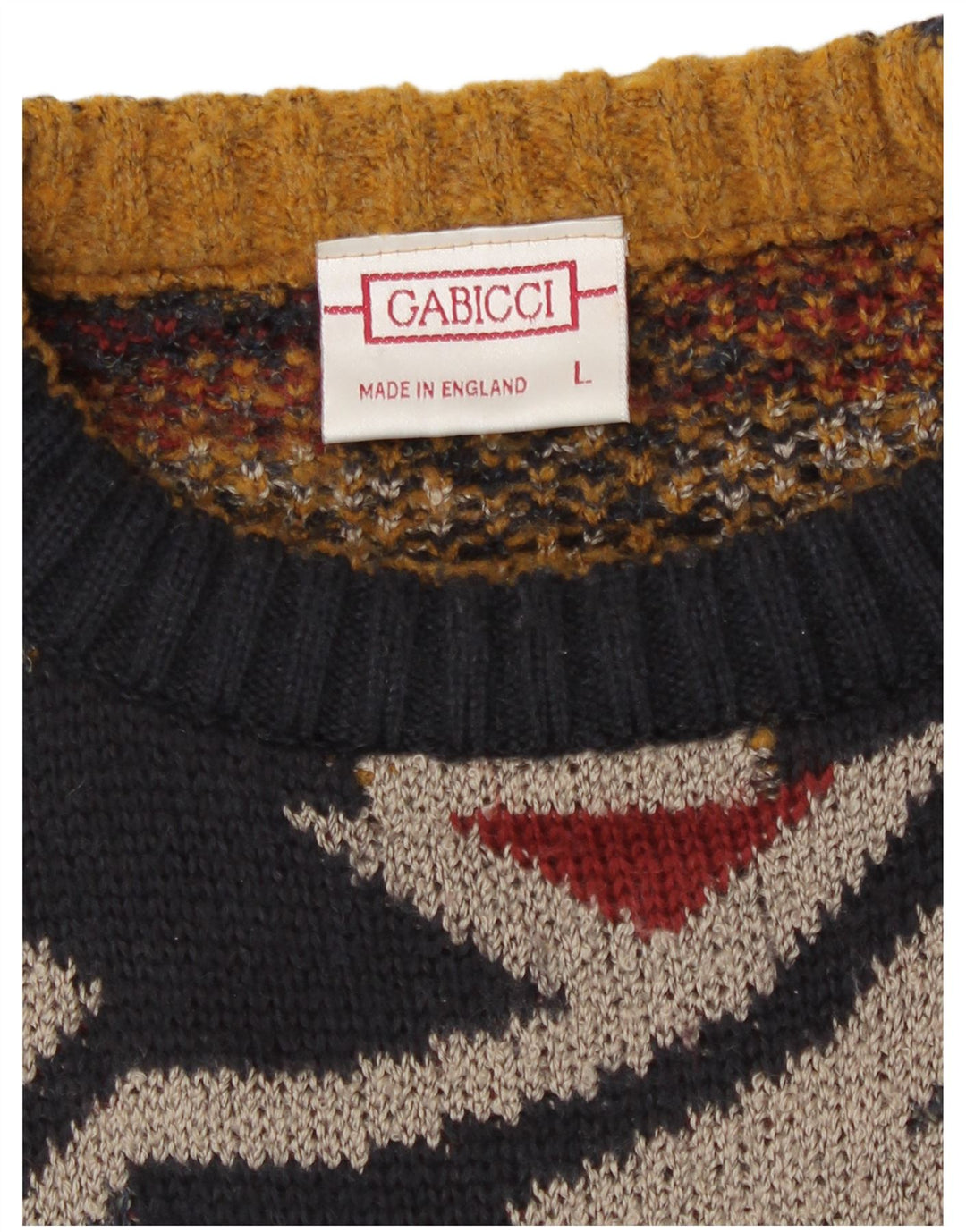 Maglione maglione girocollo da uomo vintage grande motivo geometrico multicolore