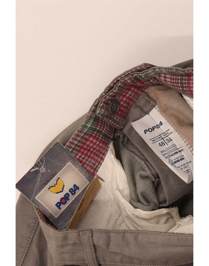 Pantaloni da abito da uomo con pegging POP 84 W34 L34 viscosa grigia