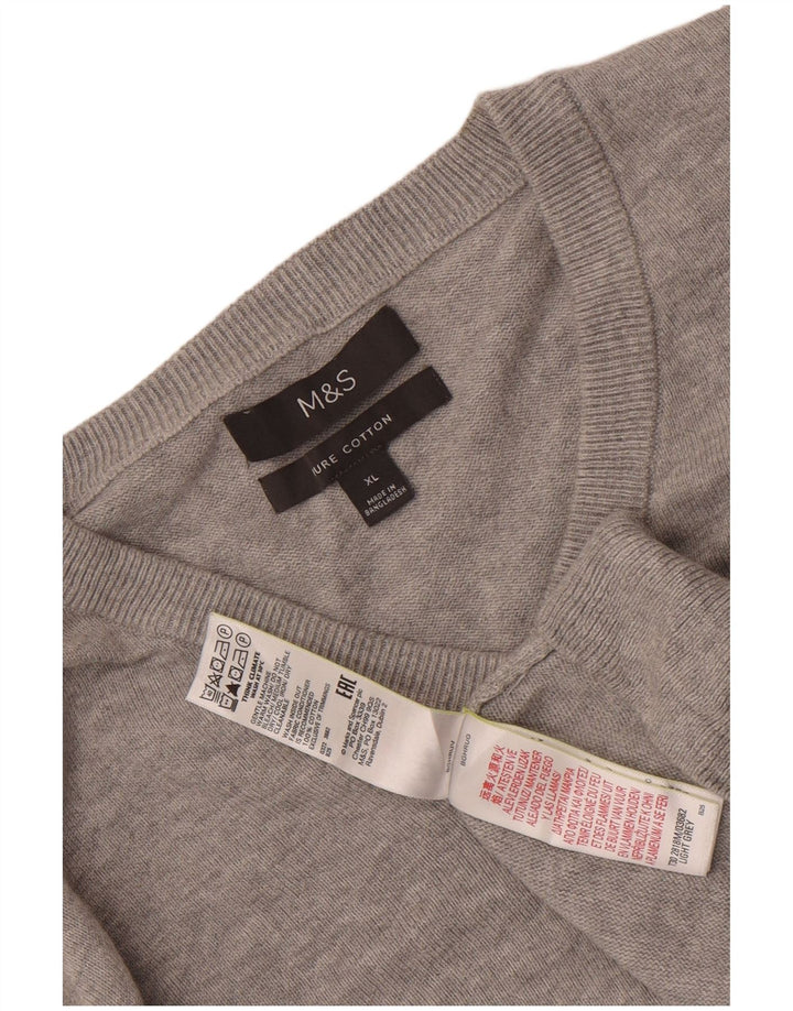 Maglione da uomo con scollo a V Marks & Spencer XL in cotone grigio
