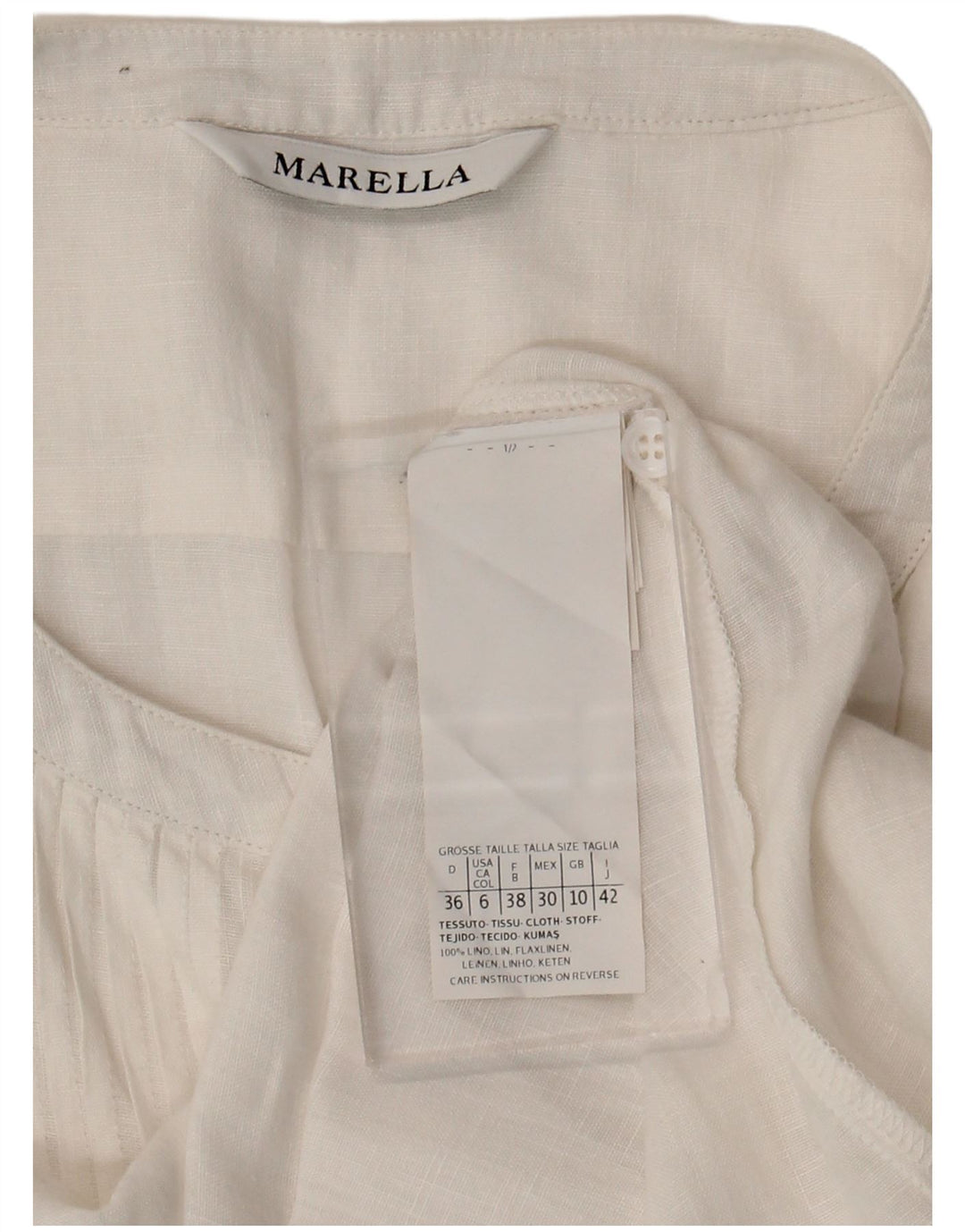 Camicetta camicia oversize da donna Marella UK 10 piccola lino bianco