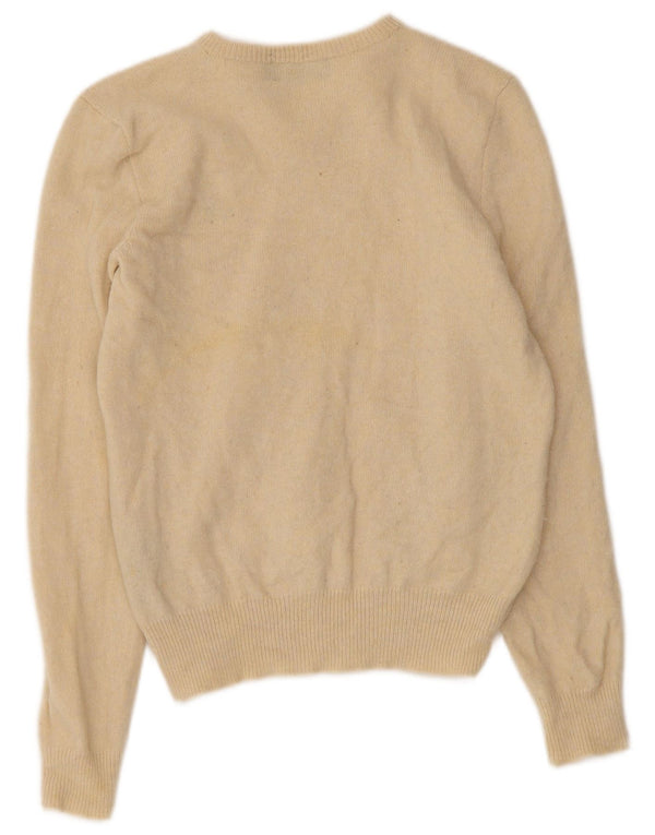 Polo Ralph Lauren Maglione da donna con scollo a V UK 10 Piccolo lana d'agnello beige