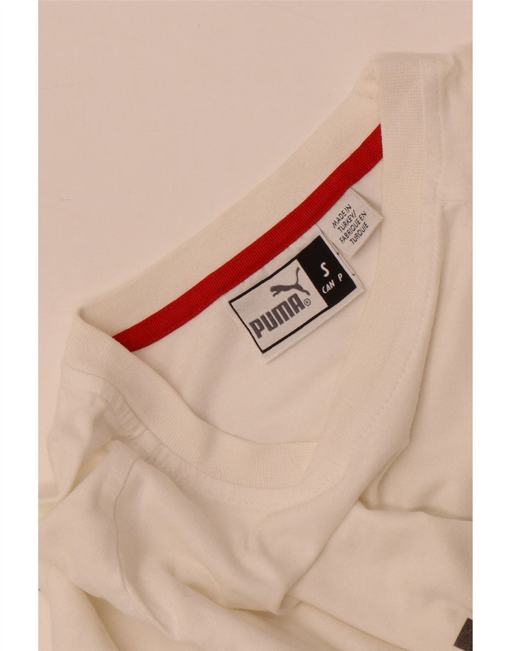 Puma Maglietta grafica da uomo a maniche lunghe Small Bianca