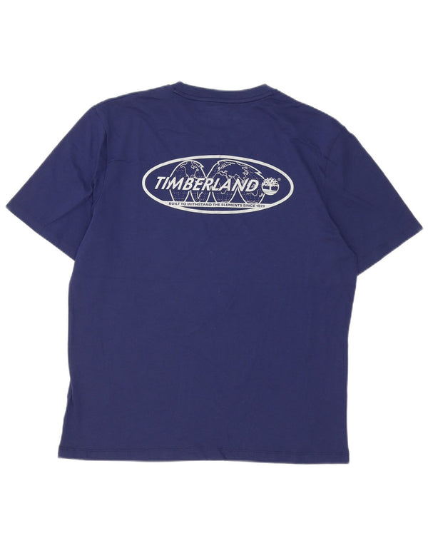 T-shirt grafica da uomo Timberland Top in cotone blu navy medio