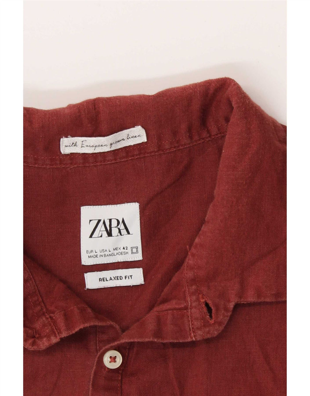 Camicia pullover da uomo a maniche corte, vestibilità comoda, Zara, grande, bordeaux