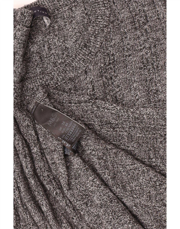 Maglione maglione girocollo da donna Marks & Spencer UK 16 grande acrilico grigio