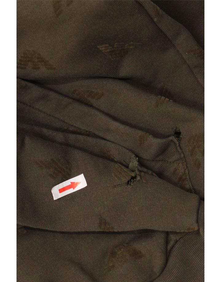 Armani Jeans Maglione con cappuccio e zip grafica da uomo piccolo in cotone kaki