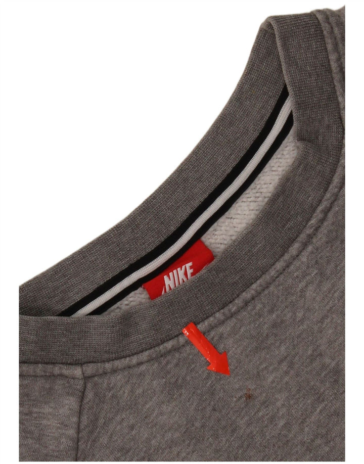 Felpa oversize da donna Nike maglione UK 10 piccolo cotone grigio