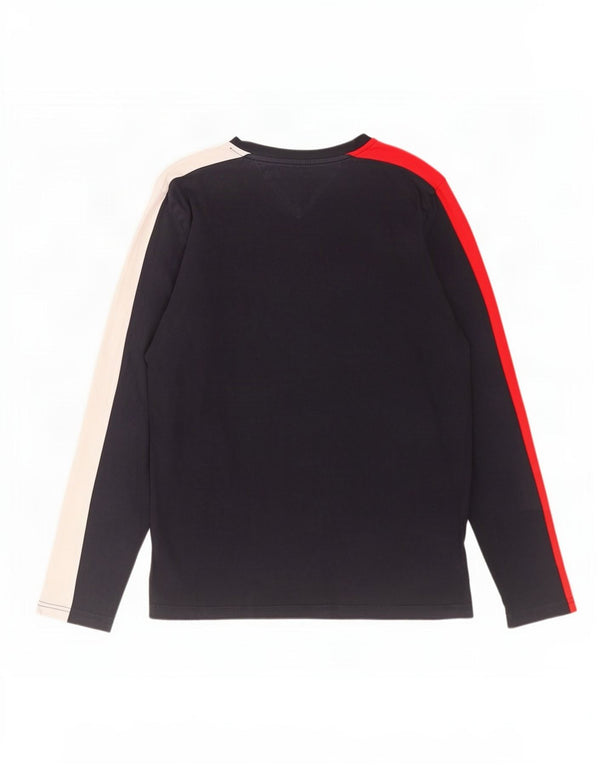 Tommy Hilfiger Top da uomo a maniche lunghe XL blu navy in cotone color block