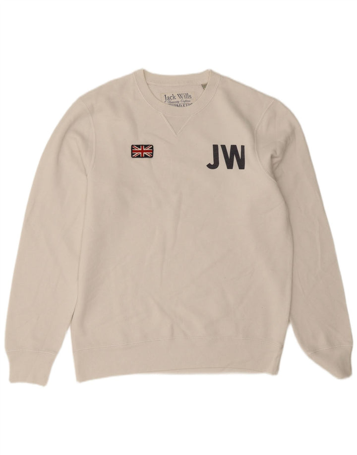 Felpa grafica da uomo Jack Wills Maglione grande cotone bianco