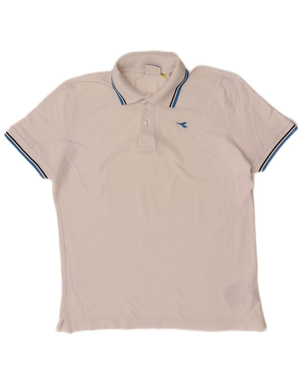 Polo Diadora Uomo Cotone Rigato Medio Bianco