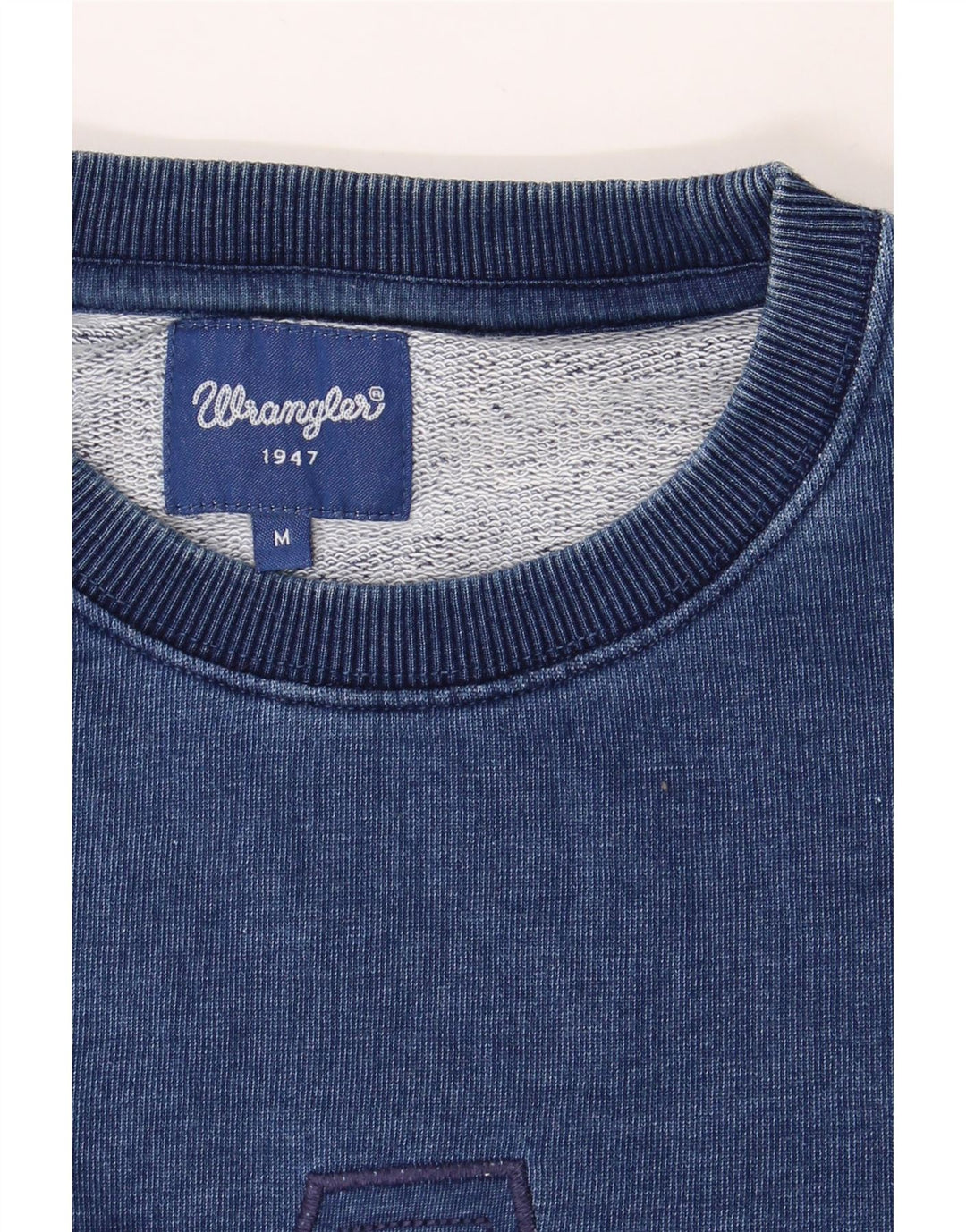 WRANGLER Mens Graphic Sweatshirt Jumper Medium Navy Blue Cotton Vintage Wrangler and Second-Hand Wrangler from Messina Hembry 