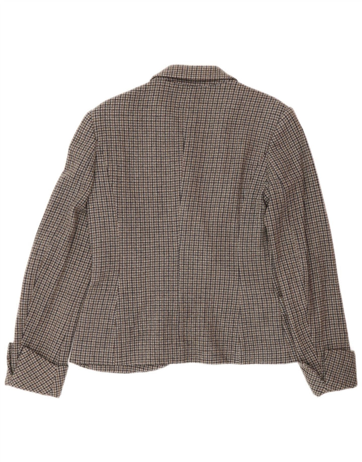 Giacca blazer da donna a 1 bottone Benetton IT 46 Large in lana pied de poule grigia