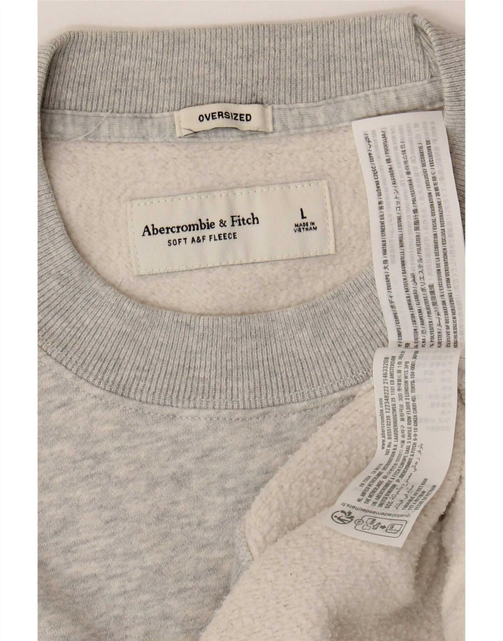 Abercrombie & Fitch Felpa oversize da uomo Maglione grande in cotone grigio