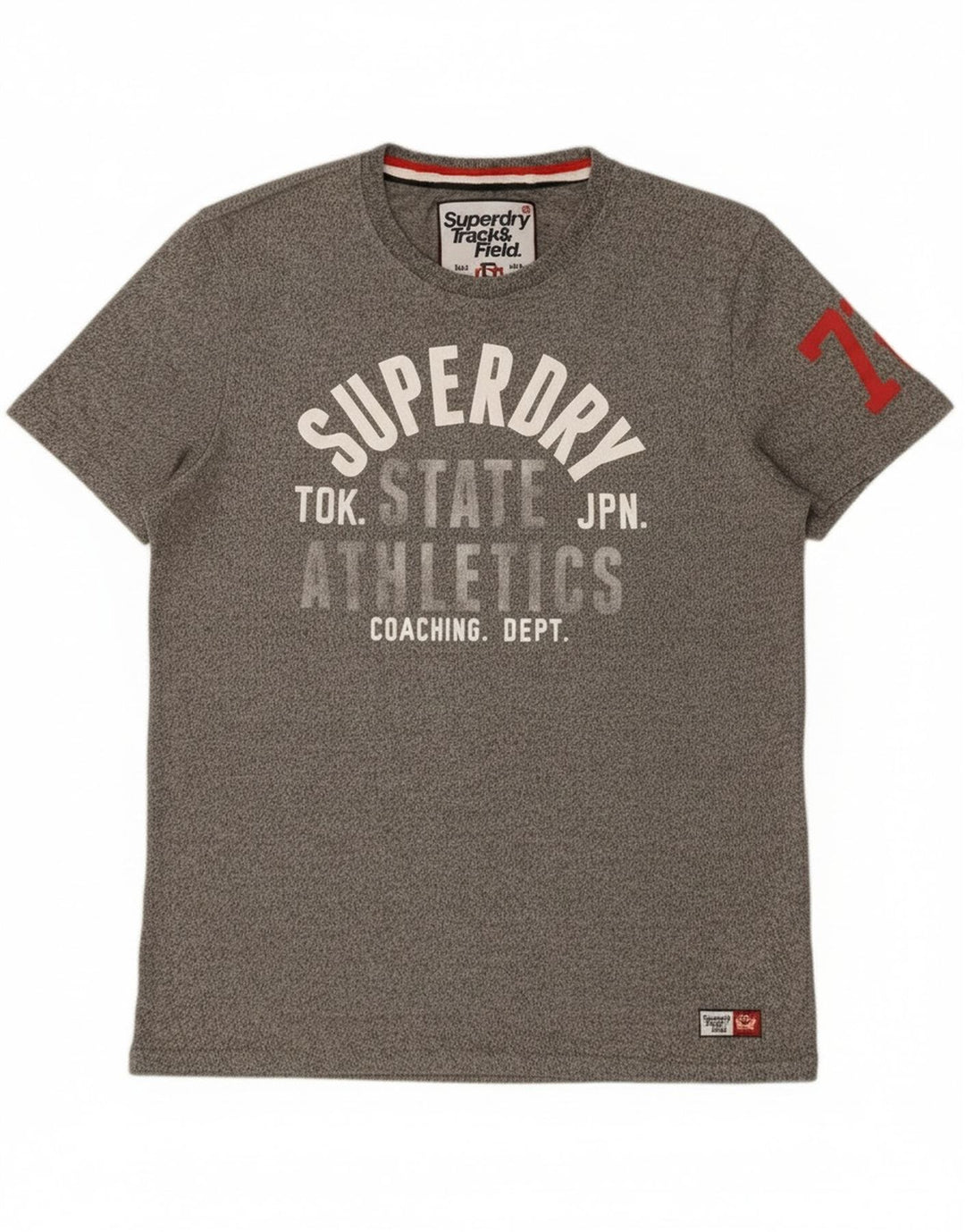 T-shirt grafica da uomo Superdry Top grande in cotone chiazzato grigio