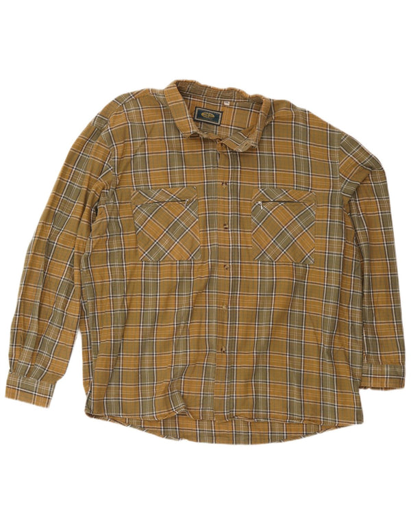 Camicia in flanella da uomo del progetto europeo 2XL in cotone a quadri gialli