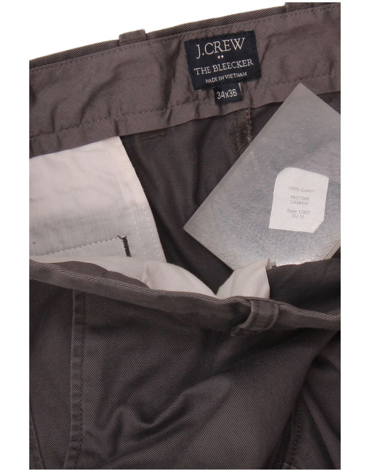 J. CREW Pantaloni chino dritti da uomo The Bleecker W34 L36 cotone grigio