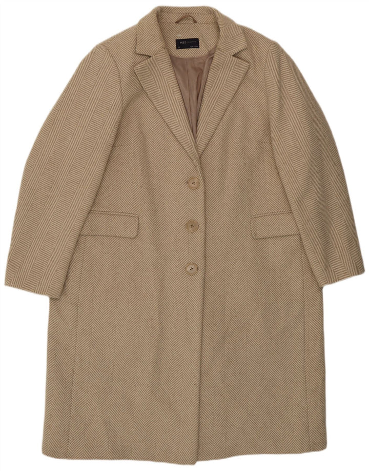 Cappotto da donna Marks & Spencer UK 22 3XL Poliestere beige a spina di pesce