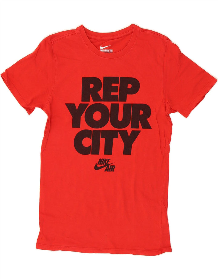 NIKE Mens Athletic Cut Graphic T-Shirt Top Small Red Cotton Vintage Nike and Second-Hand Nike from Messina Hembry 