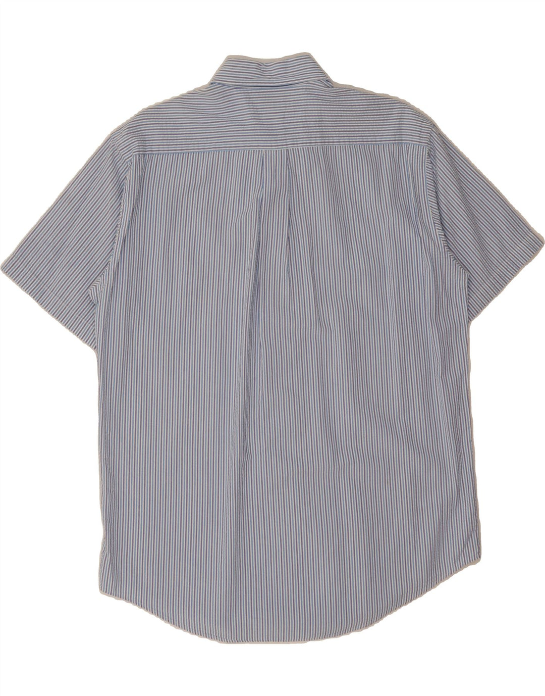 BROOKS BROTHERS Mens Short Sleeve Shirt Medium Blue Striped Cotton Vintage Brooks Brothers and Second-Hand Brooks Brothers from Messina Hembry 