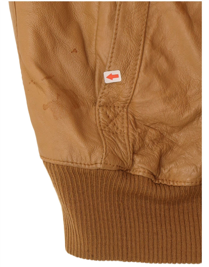 Giacca in pelle bomber militare vintage da uomo UK 38 Beige medio