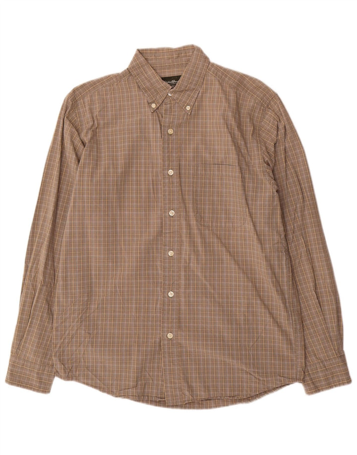 EDDIE BAUER Camicia da uomo piccola in cotone a quadri grigi