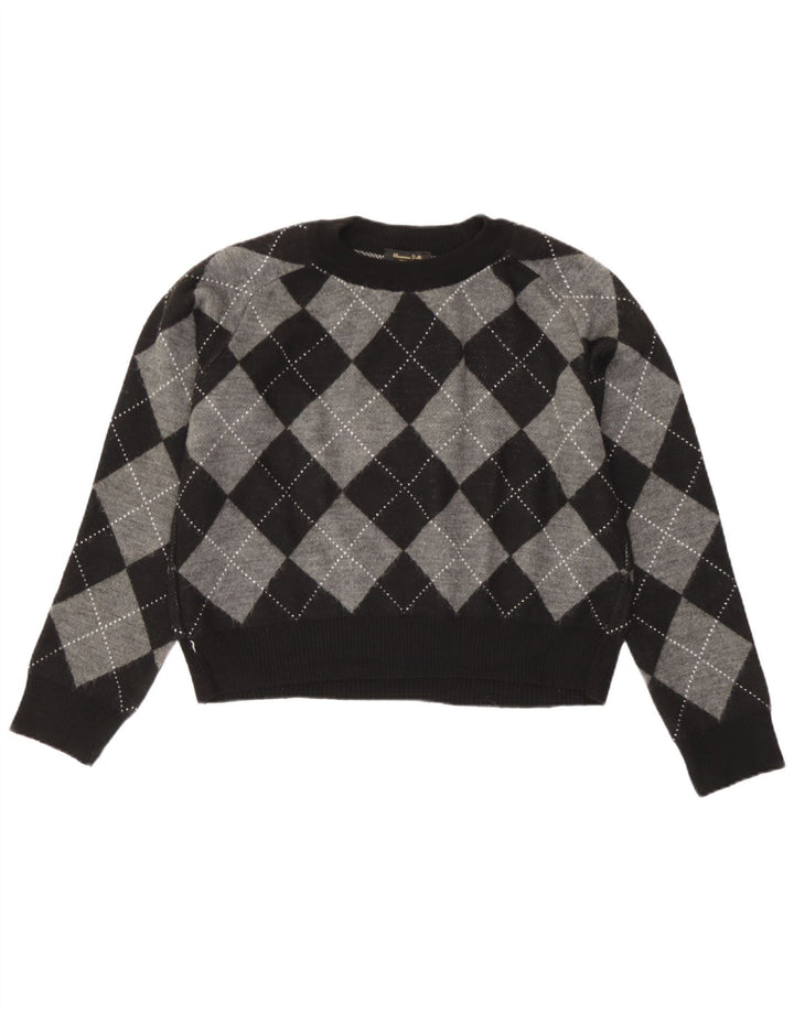 Maglione maglione girocollo corto da donna Massimo Dutti UK 10 piccolo nero