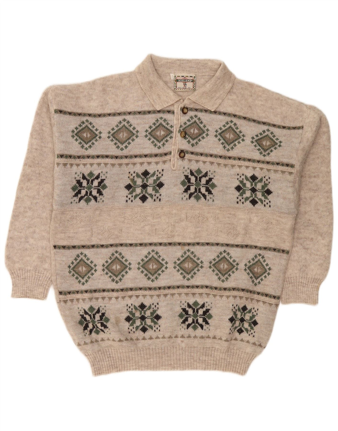 Maglione da uomo con collo alto ISLANDA IT 52 Large Grey Fair Isle