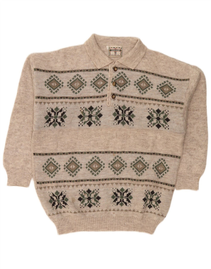 Maglione da uomo con collo alto ISLANDA IT 52 Large Grey Fair Isle