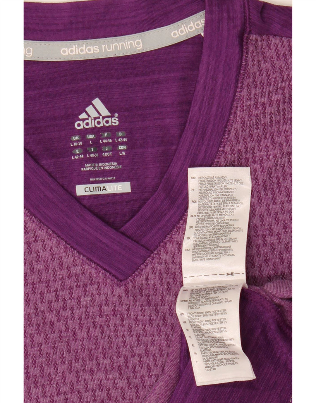 T-shirt ADIDAS da donna Climalite Top UK 14 Large Purple Colourblock