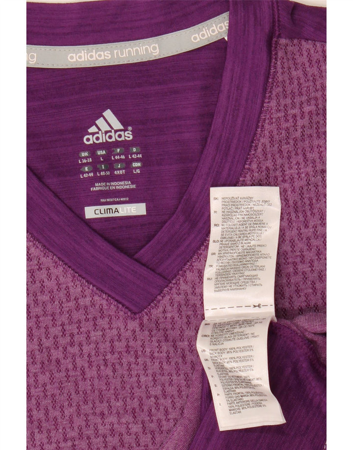 T-shirt ADIDAS da donna Climalite Top UK 14 Large Purple Colourblock