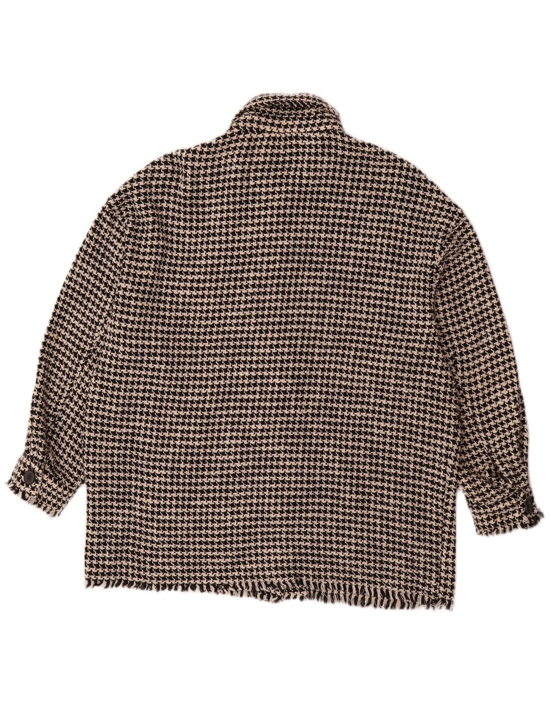 ZARA Womens Longline Oversized Utility Jacket UK 6 XS Black Houndstooth