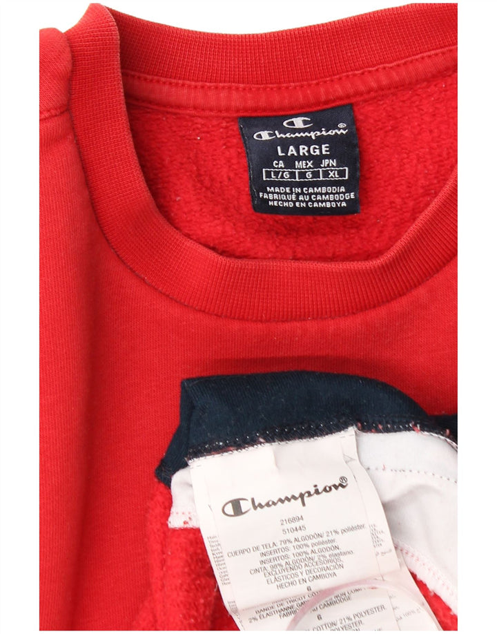 CHAMPION Felpa con grafica da uomo Maglione grande in cotone color block rosso