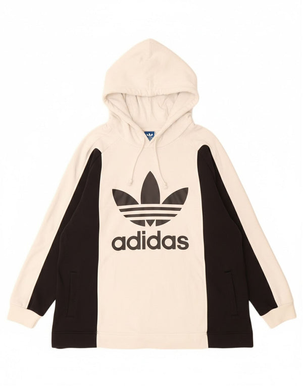 Felpa con cappuccio grafica da donna Adidas UK 12 Medium White Colourblock