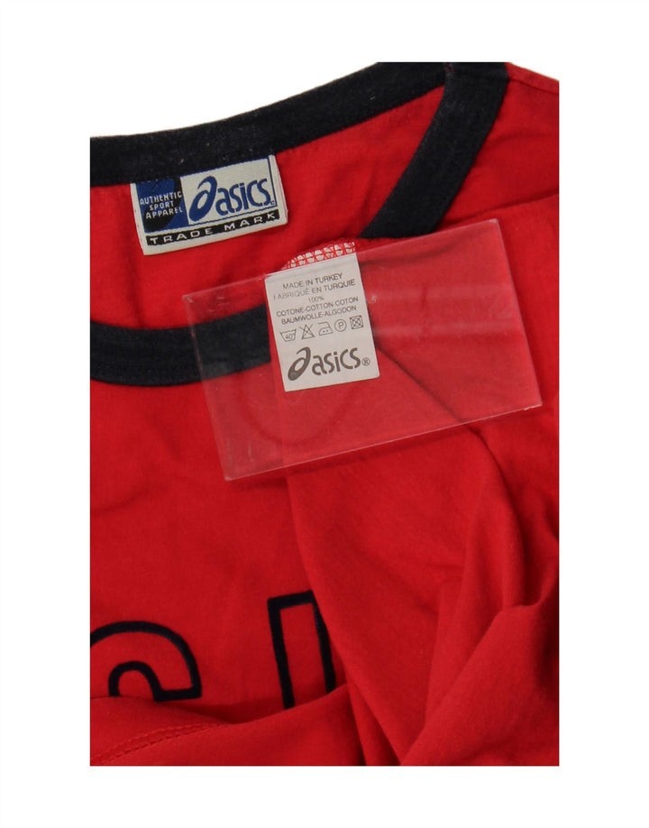 ASICS Mens Graphic T-Shirt Top Small Red Cotton