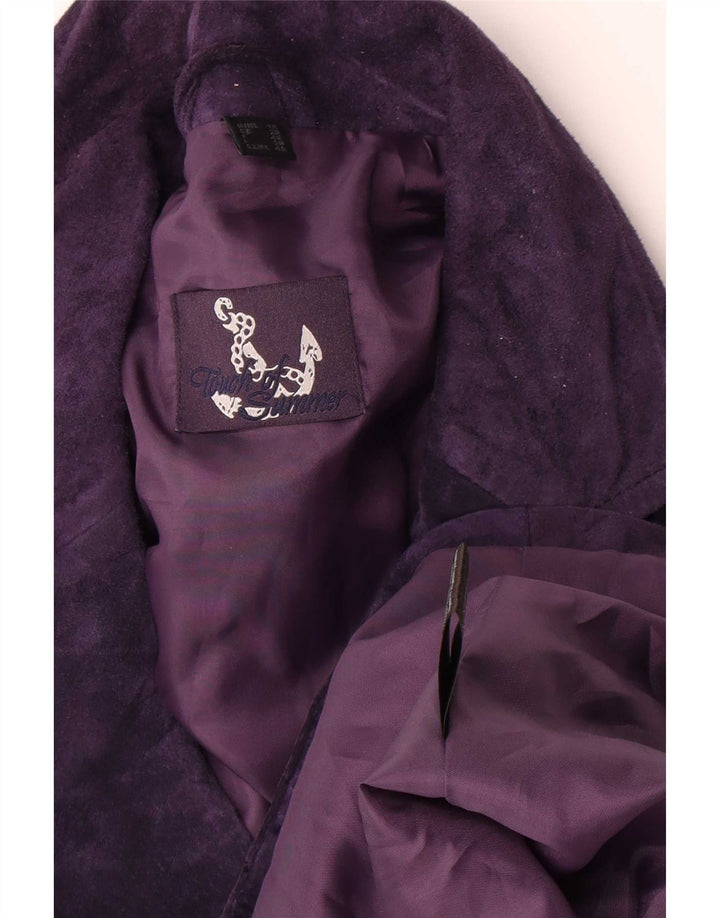 Giacca blazer in pelle scamosciata da donna a 3 bottoni TCM UK 20 2XL in pelle viola