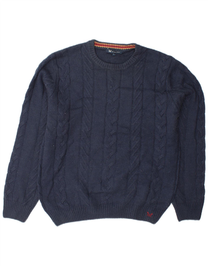 CREW CLOTHING Maglione da uomo girocollo grande in acrilico blu navy