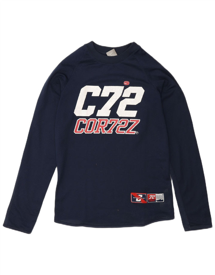Nike Cor72z Graphic Top da uomo a maniche lunghe piccolo in poliestere blu navy