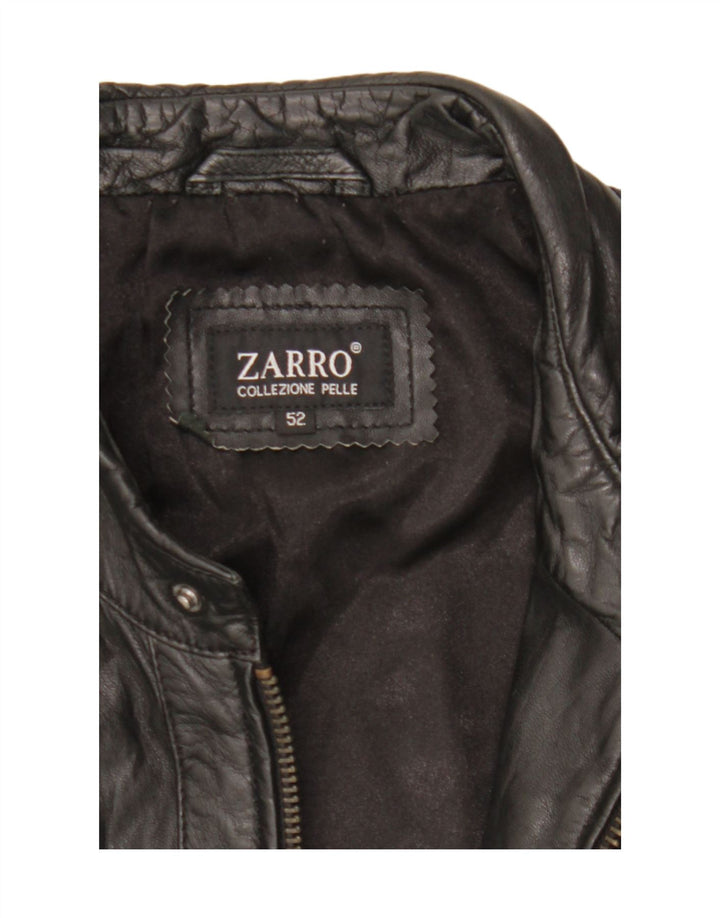ZARRO Womens Leather Jacket IT 52 2XL Black Leather Vintage Zarro and Second-Hand Zarro from Messina Hembry 