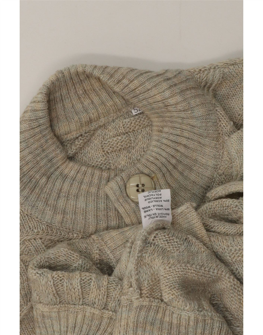 Maglione cardigan da uomo vintage IT 52 grande lana grigia