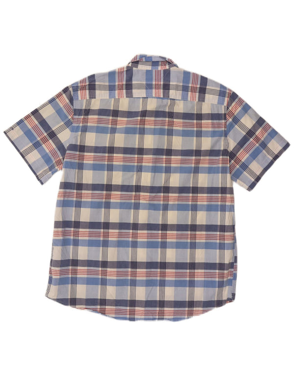 Tommy Hilfiger Camicia da uomo a maniche corte dal taglio classico, grande cotone a quadri blu