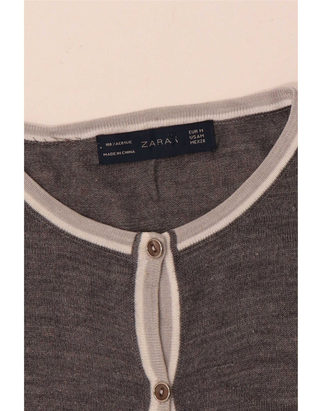 Maglione cardigan da donna Zara UK 14 Acrilico grigio medio