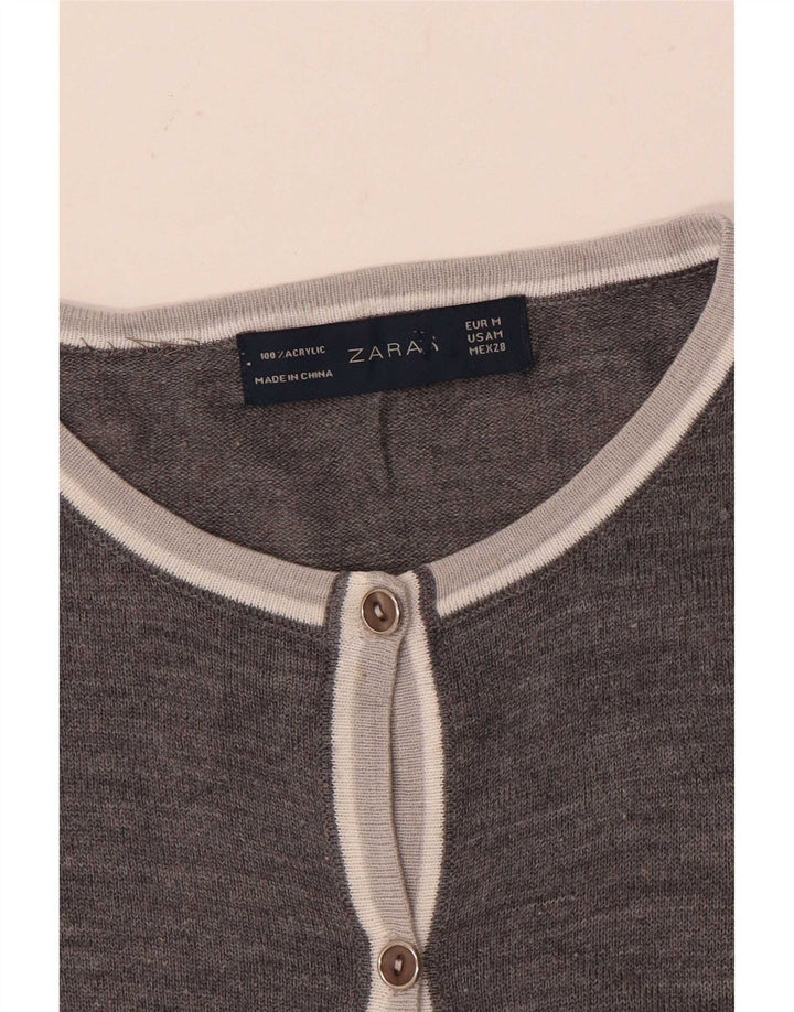 Maglione cardigan da donna Zara UK 14 Acrilico grigio medio