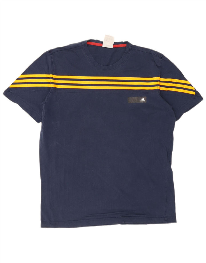 T-shirt da uomo Adidas Top media in cotone blu navy