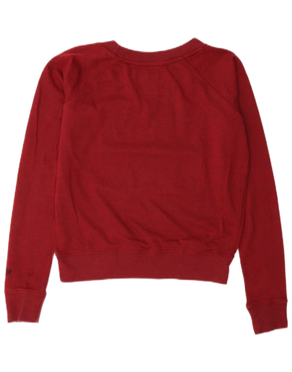 Felpa grafica da donna Hard Rock Cafe Lisbona, maglione UK 10 piccolo bordeaux