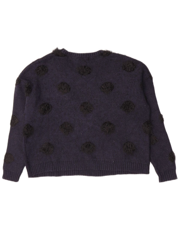 Maglione corto da donna con scollo a barca Pinko UK 14 medio blu navy maculato